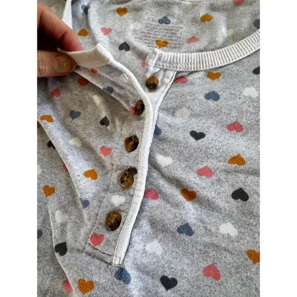 Cuddle Duds XS Gray Hearts Pajama Set Soft Ribbed Henley Joggers Pockets - Picture 7 of 16